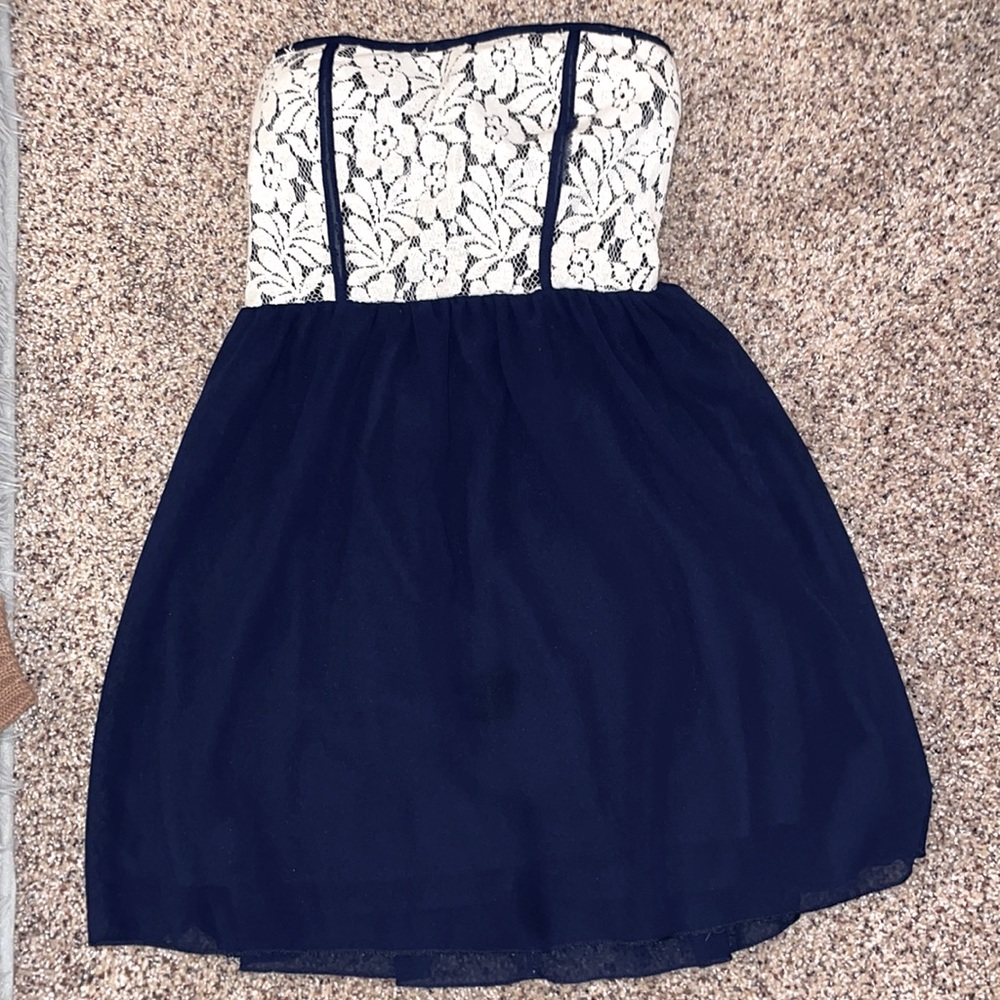 Navy Strapless Dress